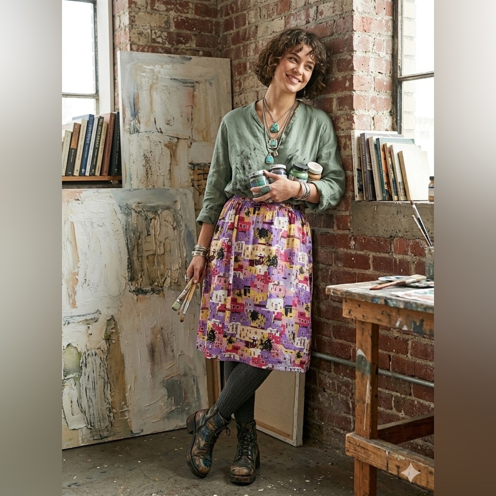 ModCloth Purple Multi A-Line Printed Skirt
